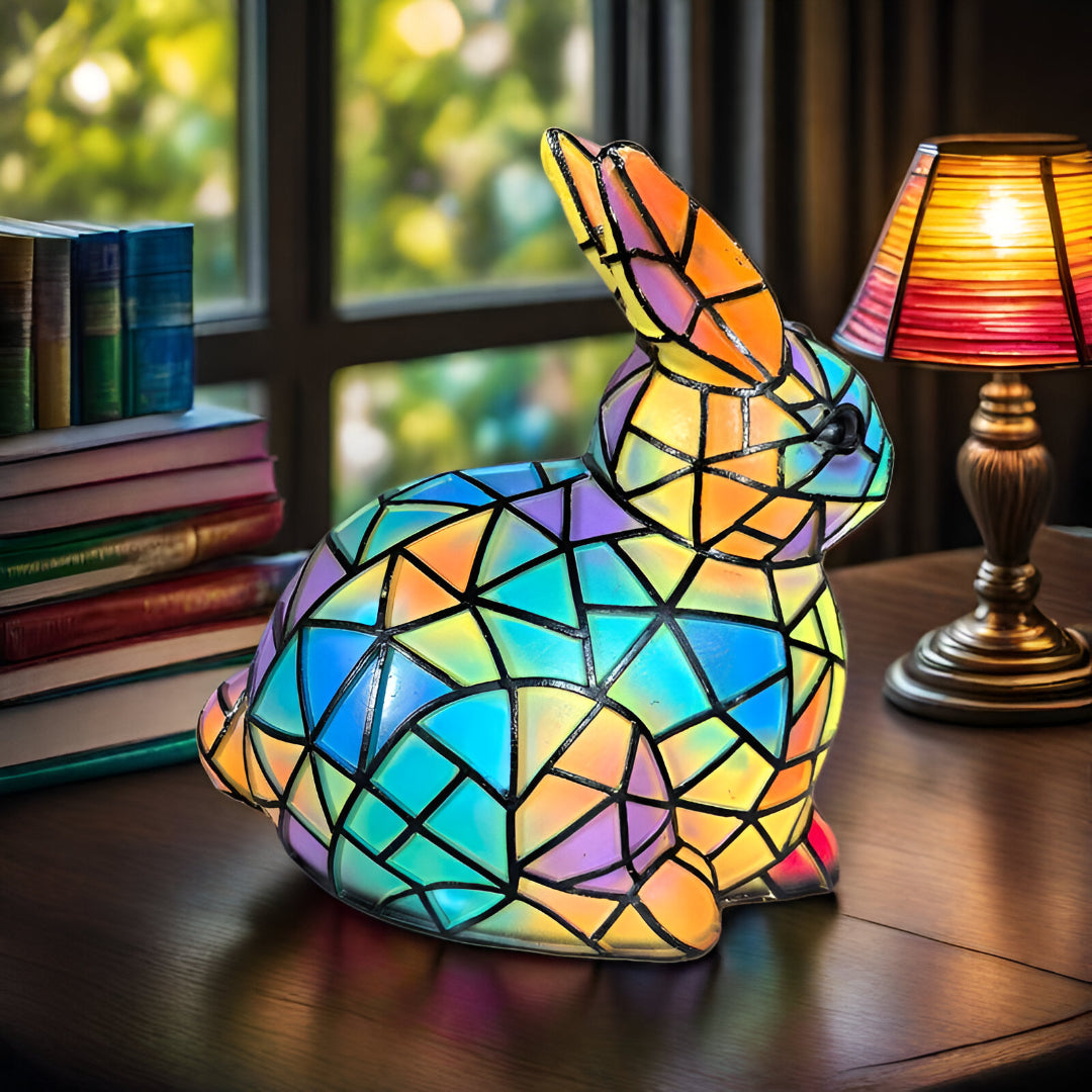 Tibbe – Colourful Rabbit Lamp – geometric rabbit with upright ears
