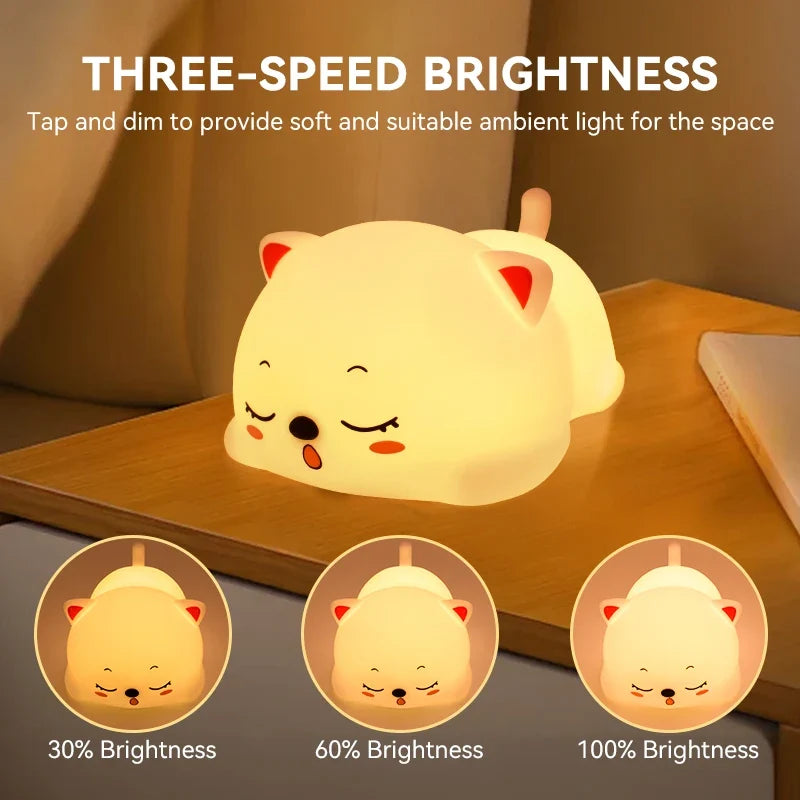 Sleeping Cat Silicone Lamp β USB Rechargeable