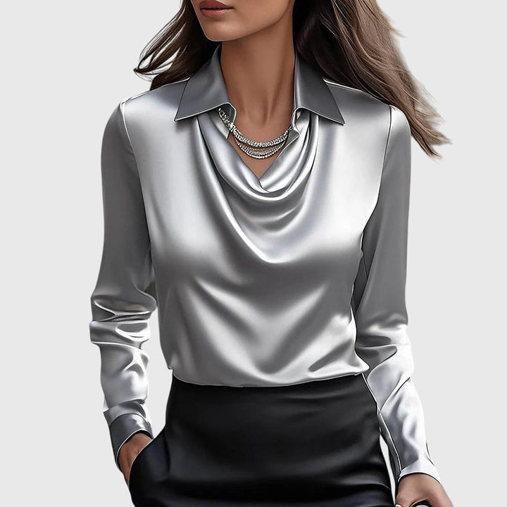 Ariana | Satin-Finish Ruched Blouse