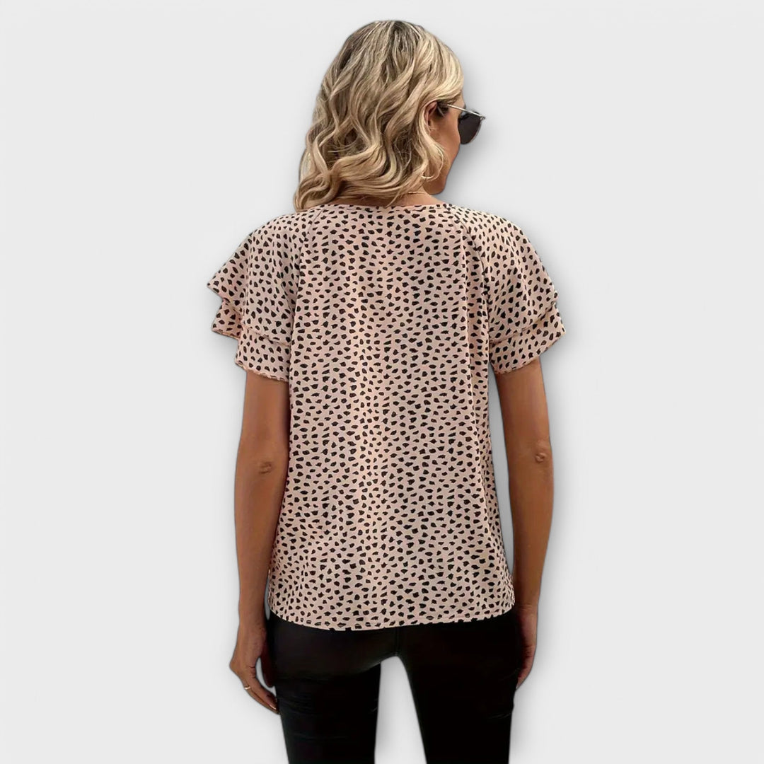 Erna | Ruffle Detail Print Blouse