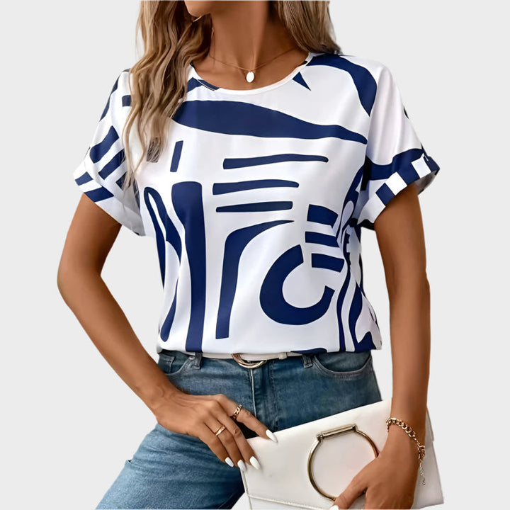 Lea | Blue Abstract Print T-Shirt