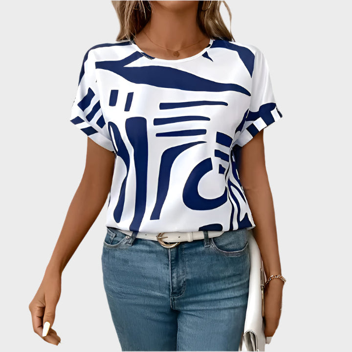 Lea | Blue Abstract Print T-Shirt