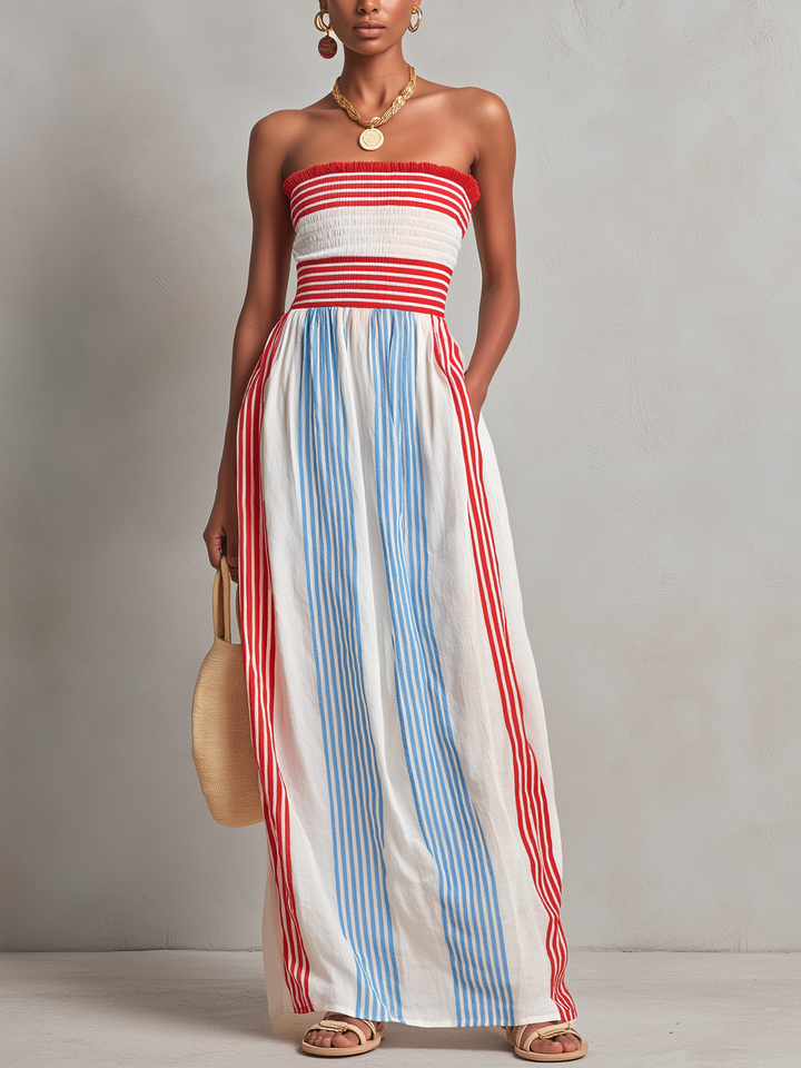 Alba | Striped Strapless Maxi Dress