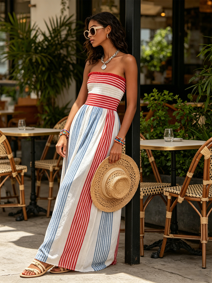Alba | Striped Strapless Maxi Dress