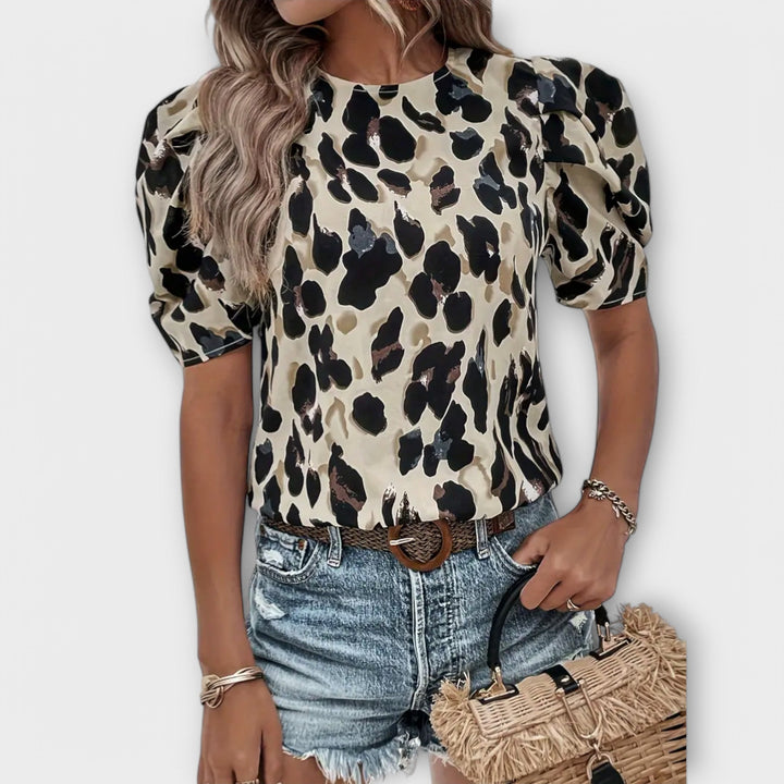 Jasna | Leopard Print Puff-Sleeve Blouse