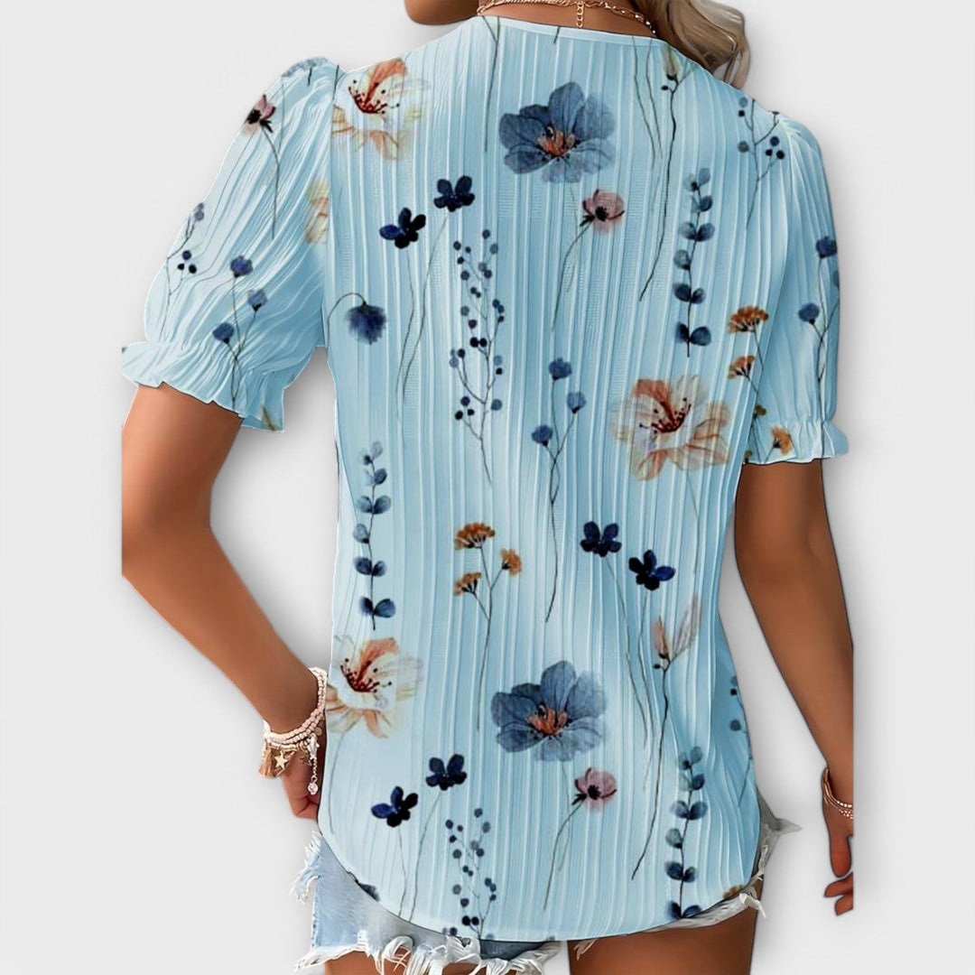 Hermina | Floral Lace-Trim Blouse