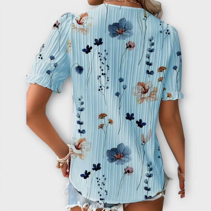Hermina | Floral Lace-Trim Blouse