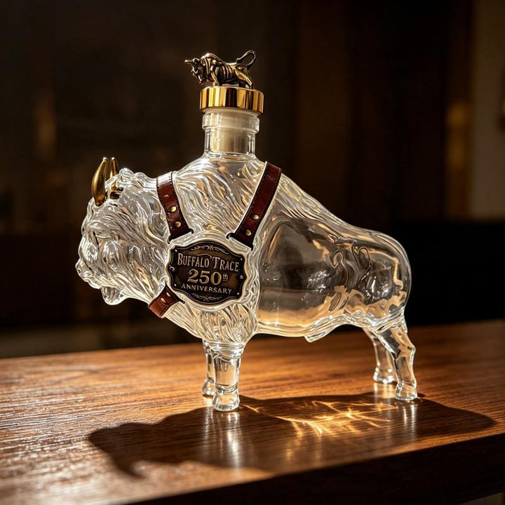 Hand Blown Borosilicate Glass Bison Whisky Bottle 350ML