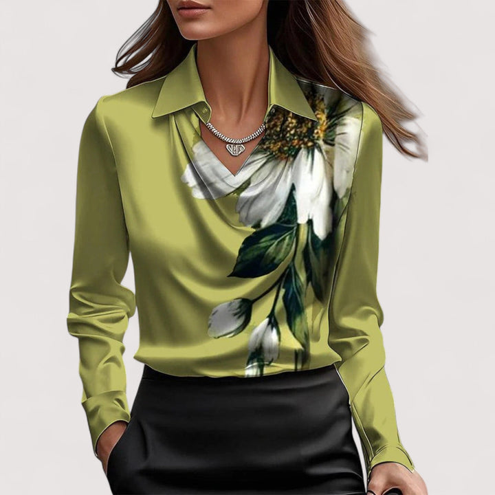 Charlotte | Satin-Finish Ruched Blouse