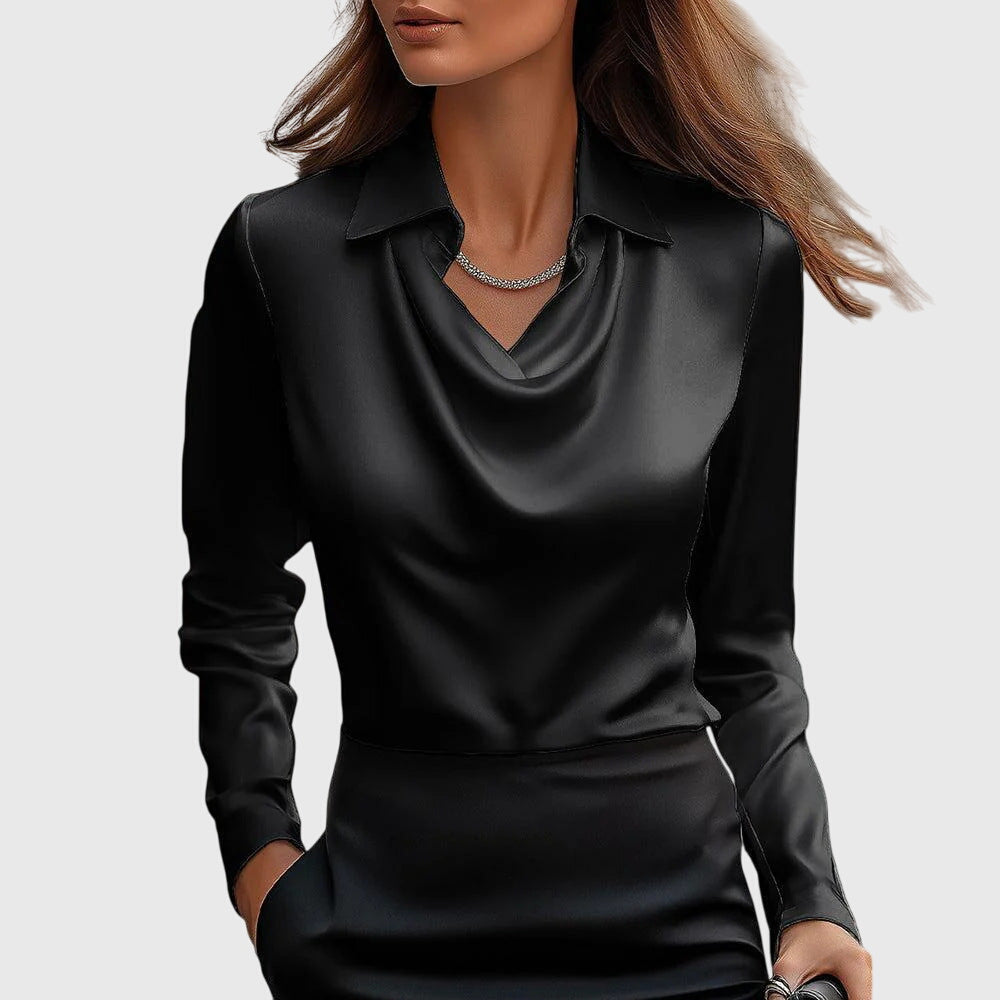 Ariana | Satin-Finish Ruched Blouse