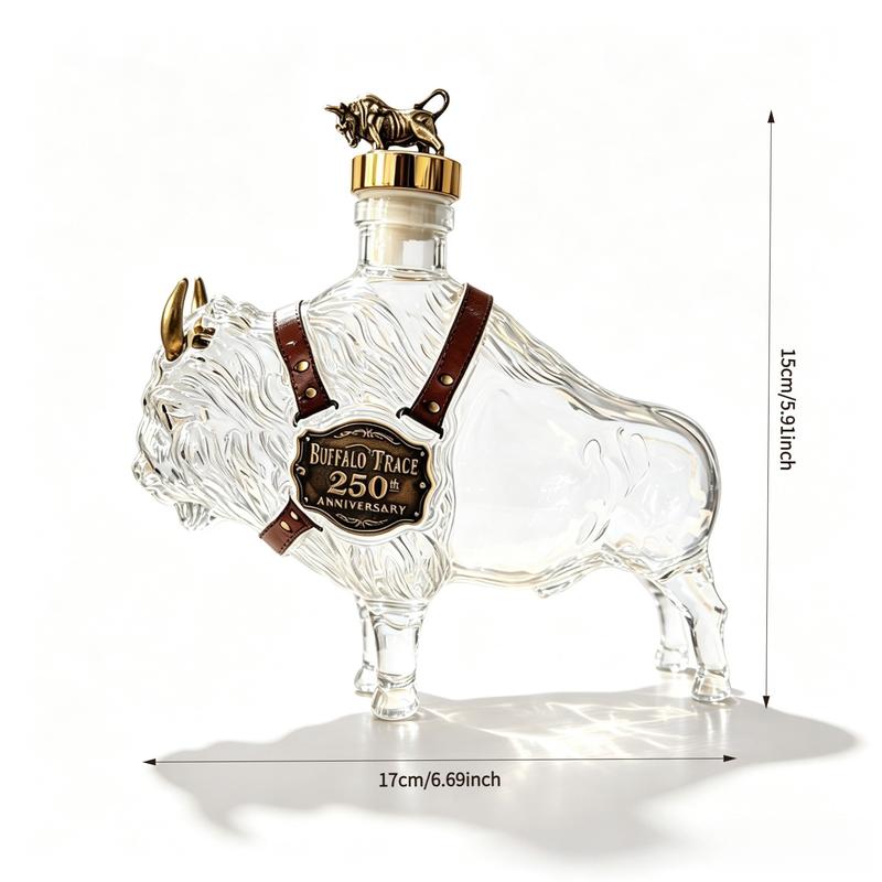 Hand Blown Borosilicate Glass Bison Whisky Bottle 350ML