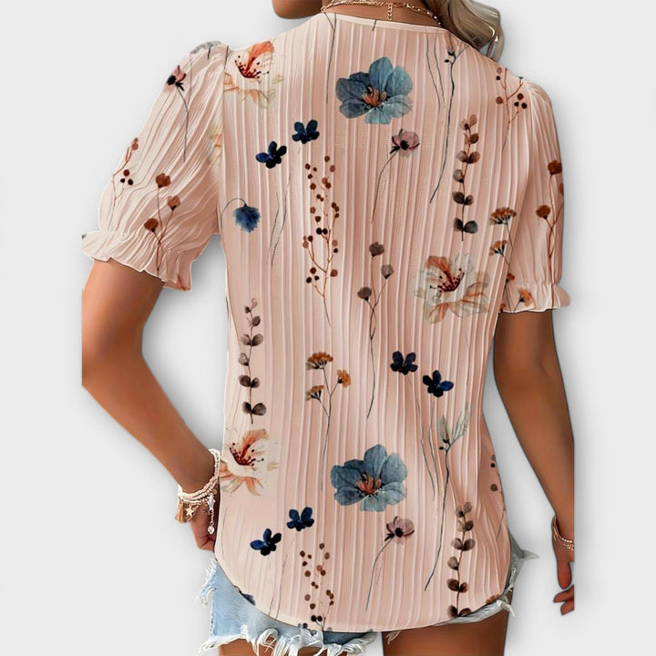 Hermina | Floral Lace-Trim Blouse