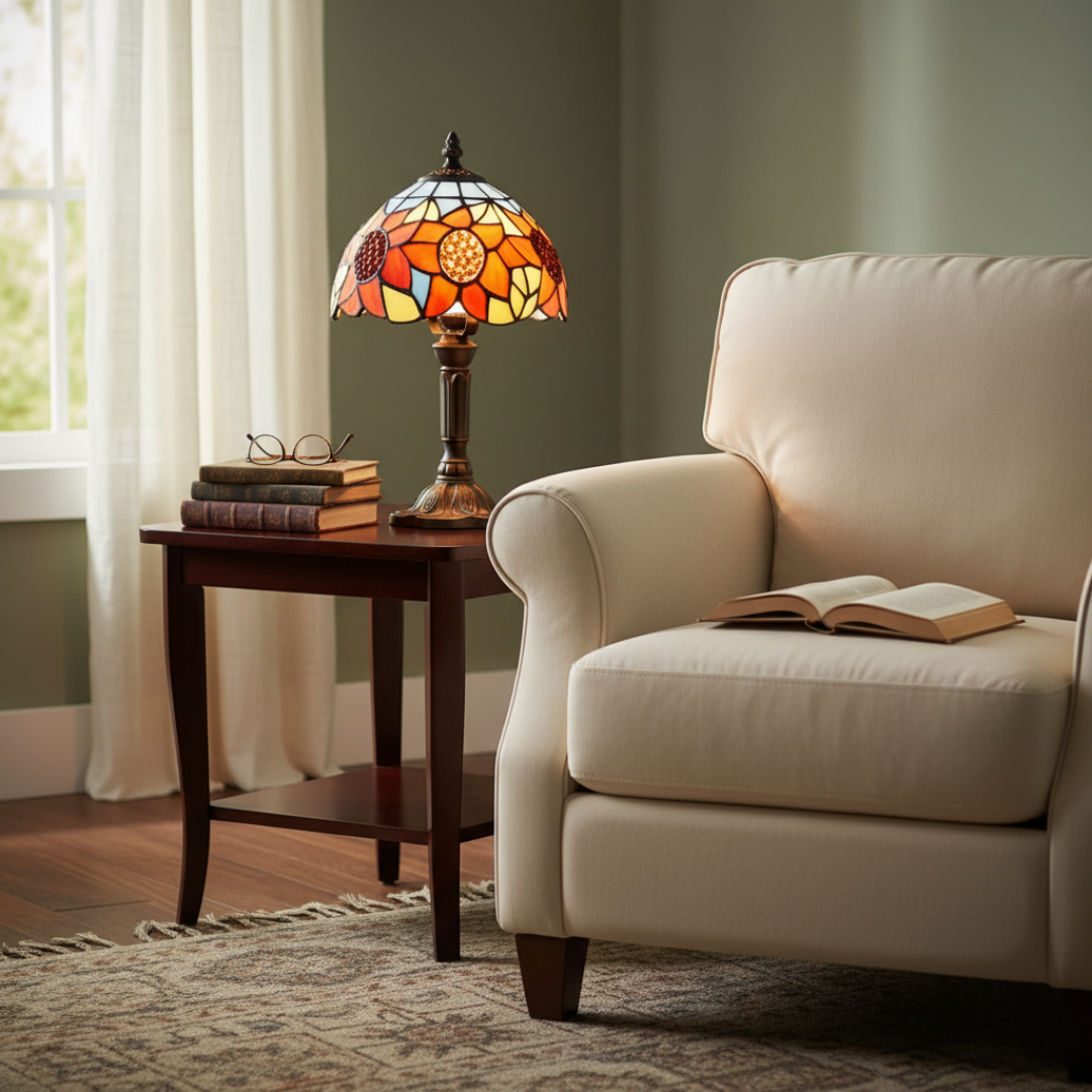 SOLELIA | VINTAGE TIFFANY SUNFLOWER GLASS LAMP