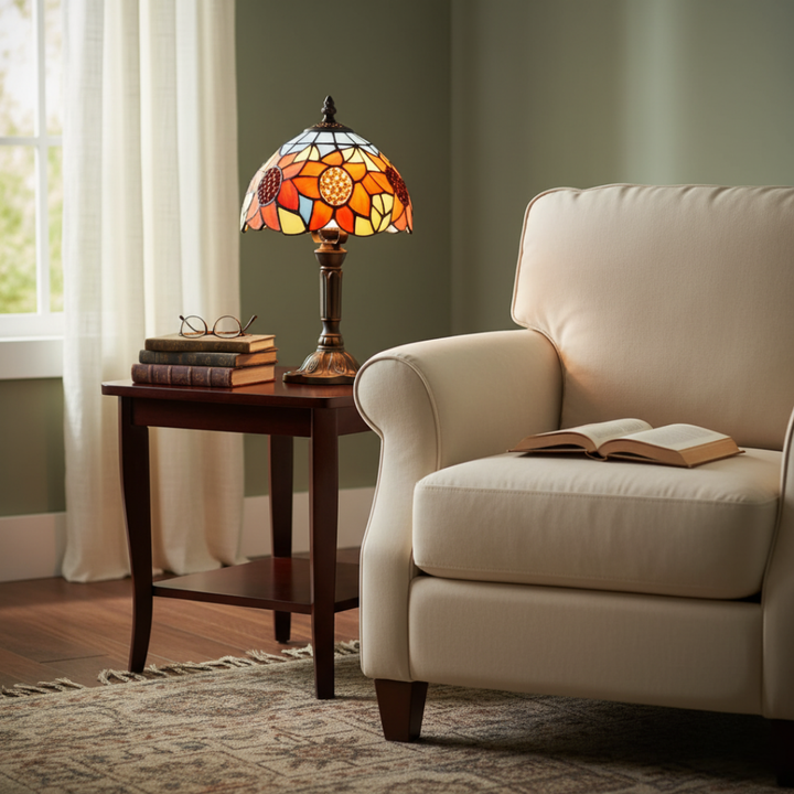 SOLELIA | VINTAGE TIFFANY SUNFLOWER GLASS LAMP