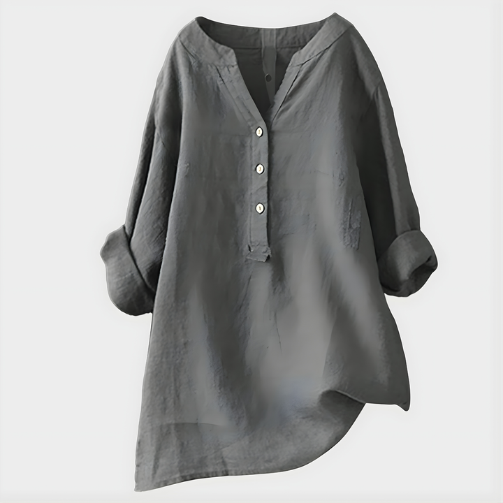 Chiara | Blusa Elegante in Cotone-Lino con Scollo a V