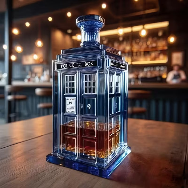 Police Box Whisky Bottle – police-box-shaped decorative bottle