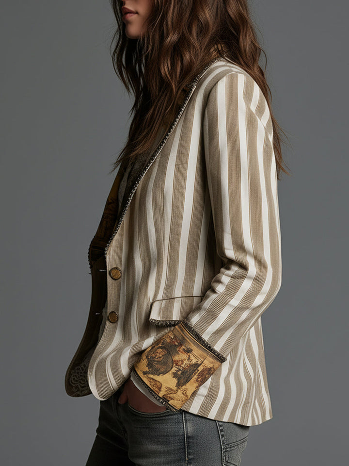 Giulia | Striped Boho Lapel Blazer