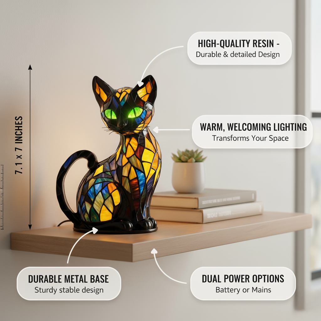 Graceful Feline – seated cat with a curved tail