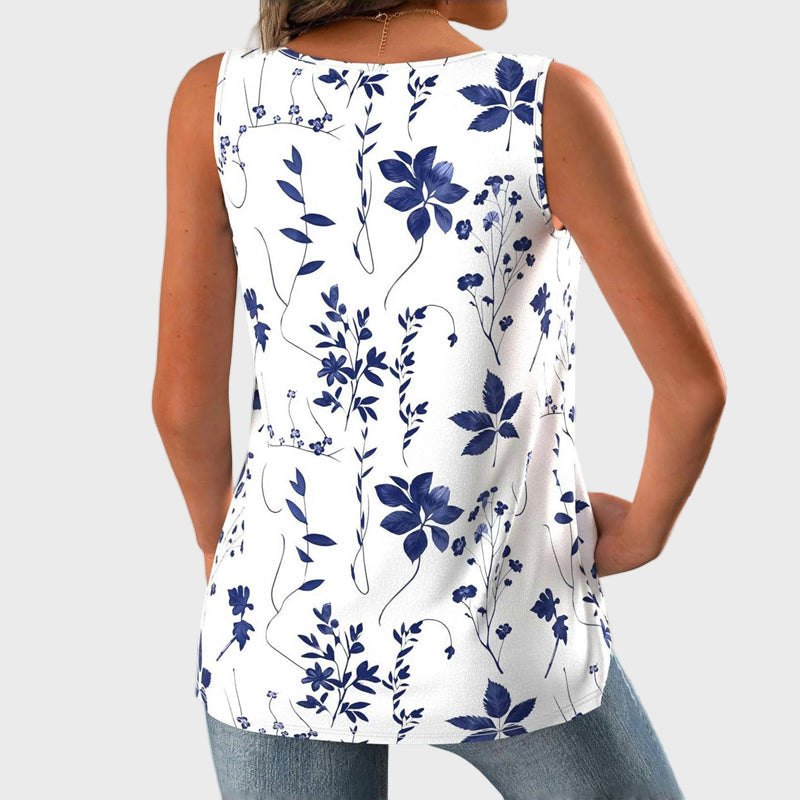 Hattie | Blue Floral V-Neck Vest Top