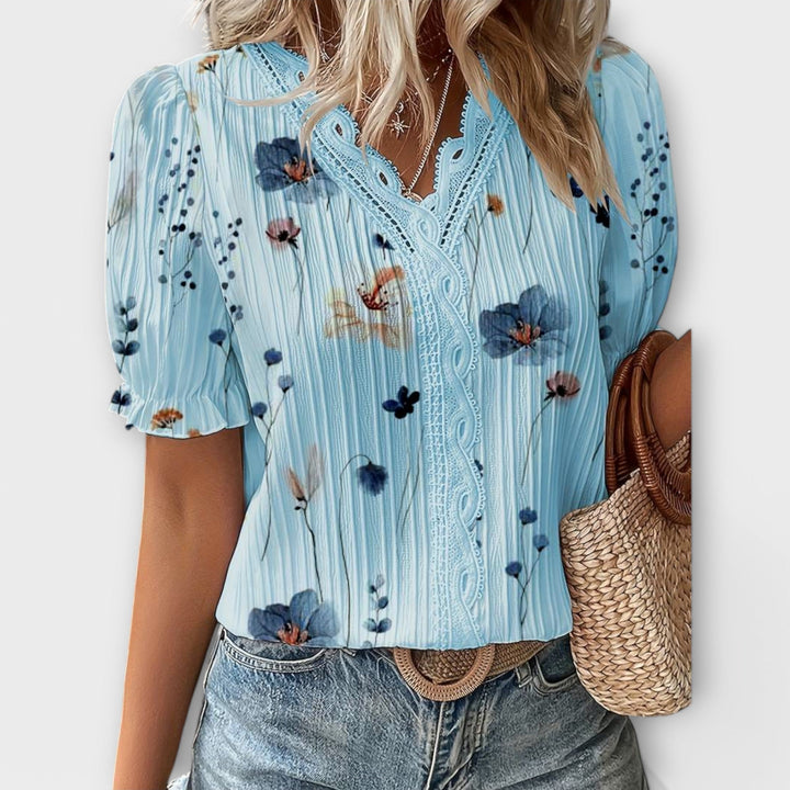 Hermina | Floral Lace-Trim Blouse
