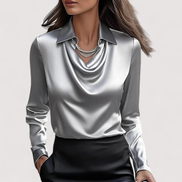Charlotte | Satin-Finish Ruched Blouse