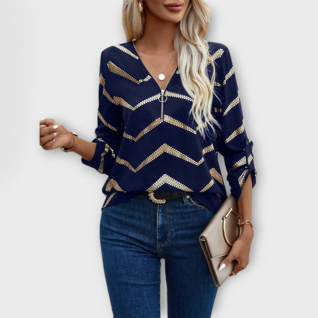 Dahlia | Elegant Half-Zip Blouse