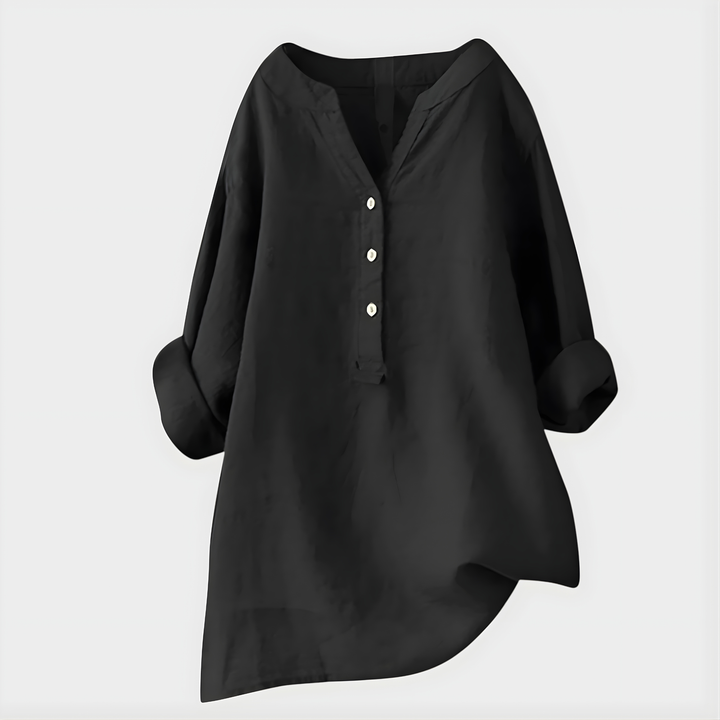 Chiara | Blusa Elegante in Cotone-Lino con Scollo a V