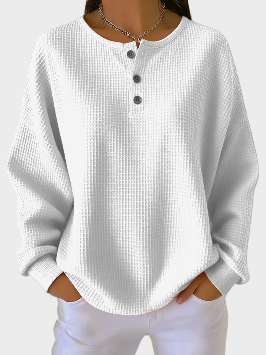 Anne | Waffle-Knit Henley Top