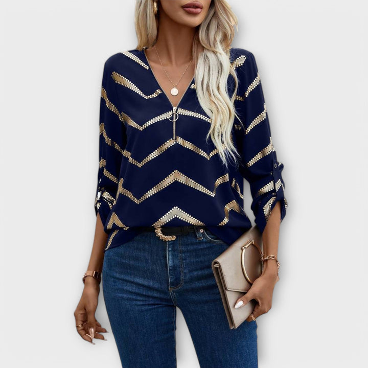 Dahlia | Elegant Half-Zip Blouse