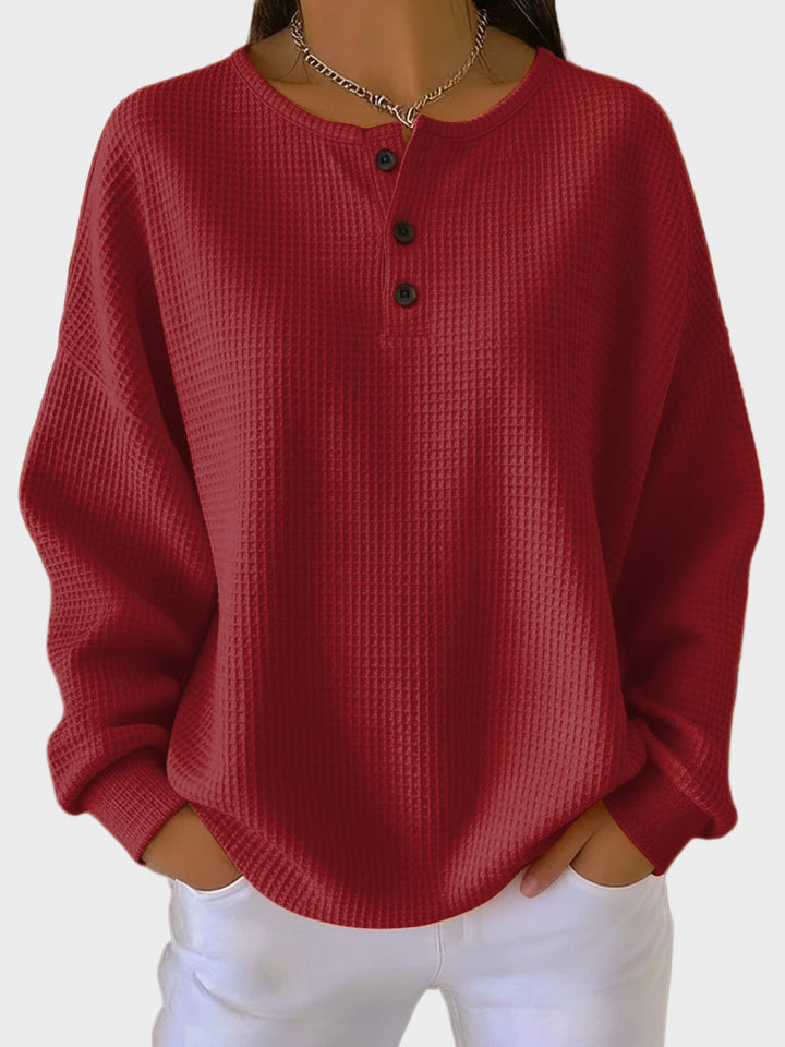 Anne | Waffle-Knit Henley Top
