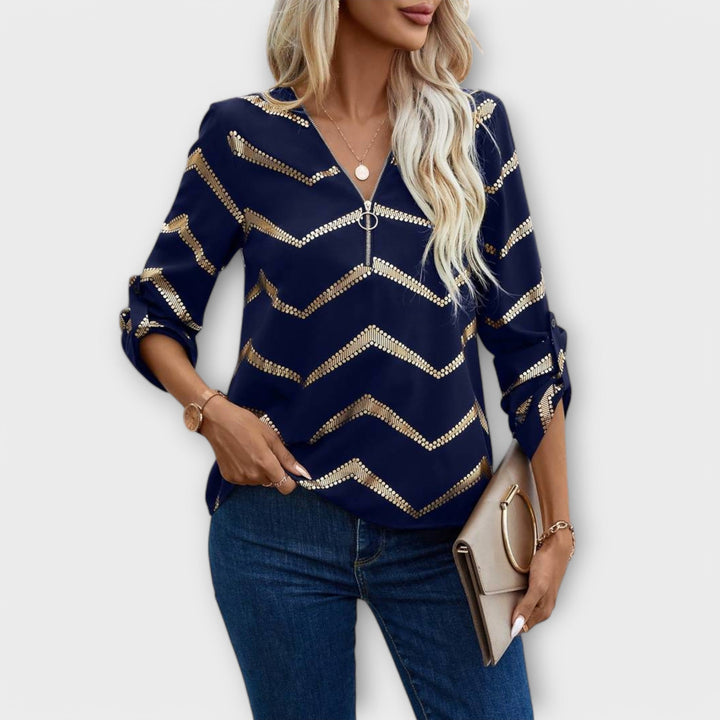 Dahlia | Elegant Half-Zip Blouse
