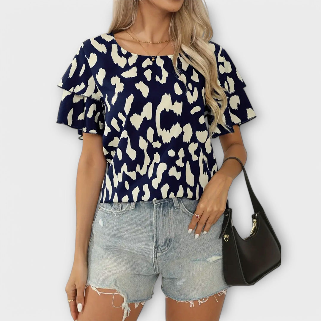 Maria | Printed Ruffle-Sleeve Blouse