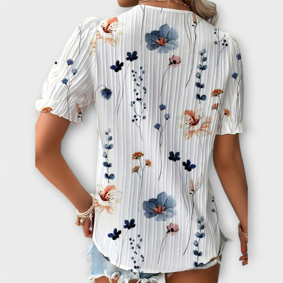 Hermina | Floral Lace-Trim Blouse