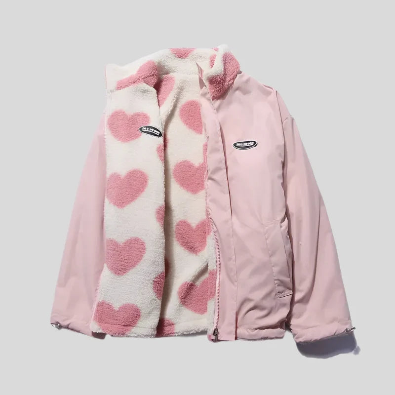 Caterina | Cappotto in Pelliccia con Cuori Multicolore