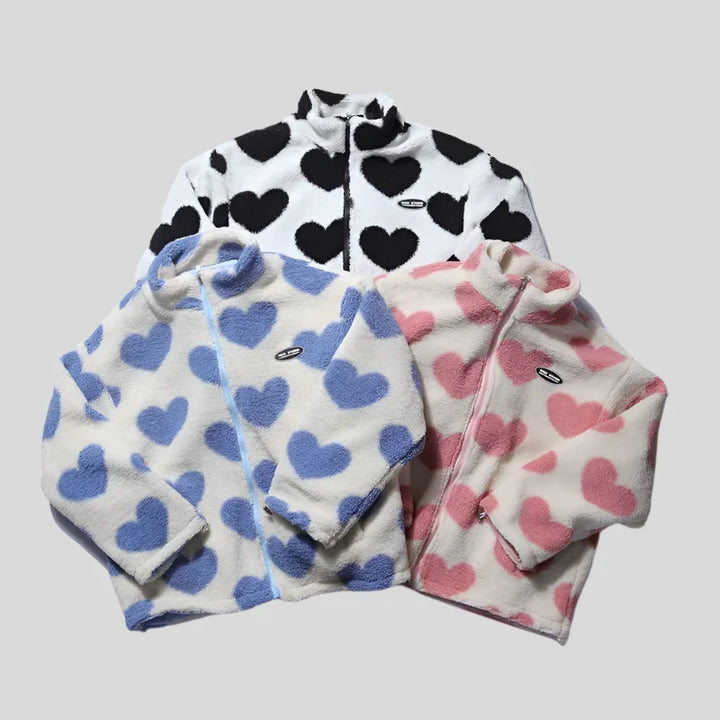 Caterina | Cappotto in Pelliccia con Cuori Multicolore