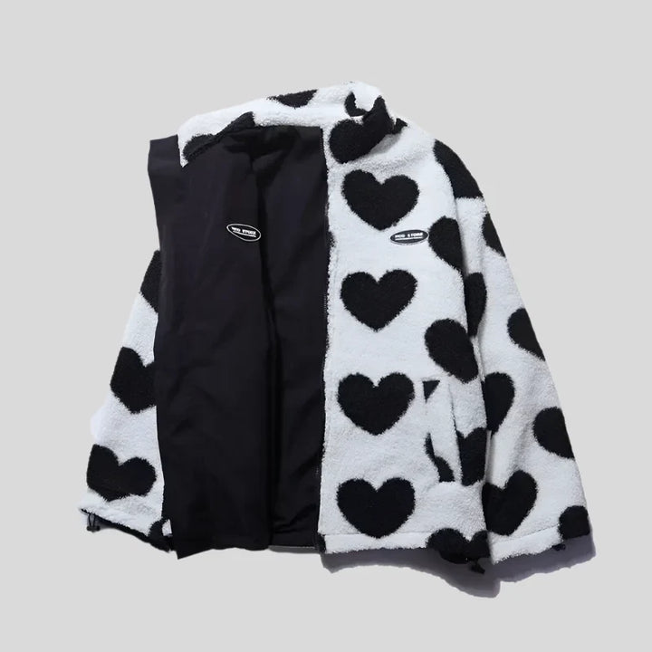 Caterina | Cappotto in Pelliccia con Cuori Multicolore