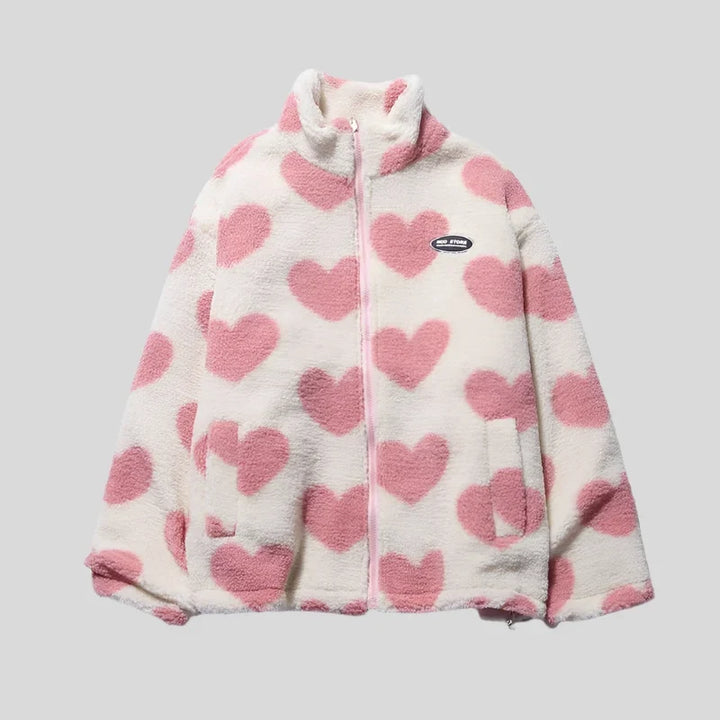 Caterina | Cappotto in Pelliccia con Cuori Multicolore