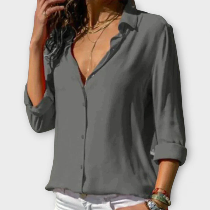 Danica | Three-Quarter Sleeve Button Blouse