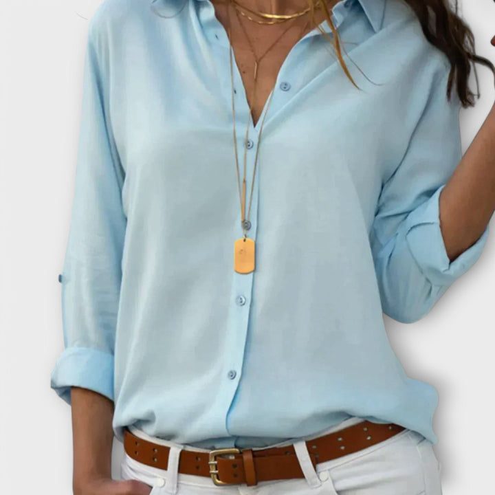 Danica | Three-Quarter Sleeve Button Blouse