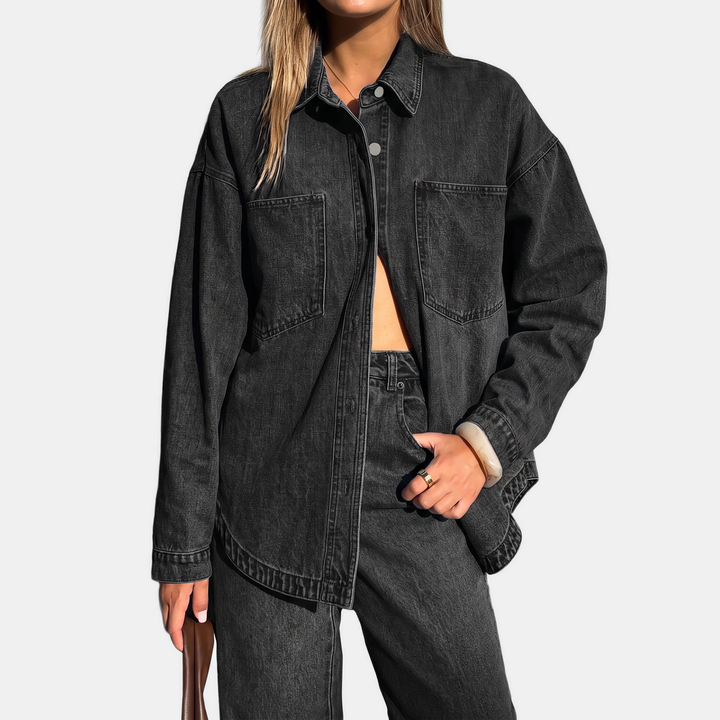 Carla | Giacca Oversize in Denim Slavato
