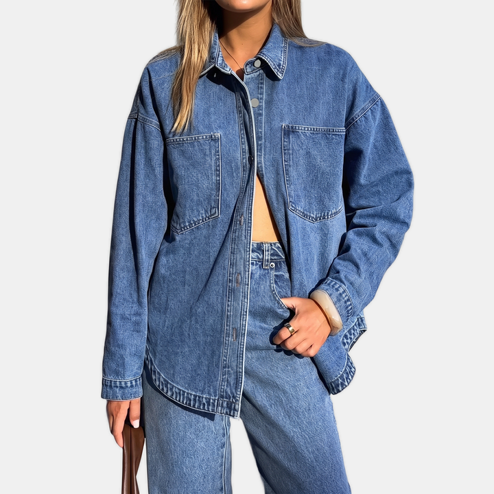 Carla | Giacca Oversize in Denim Slavato