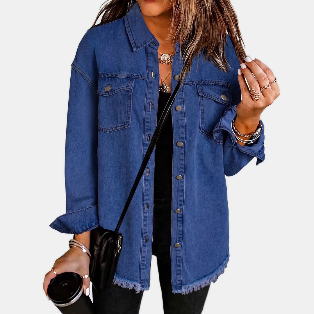 Silvana | Giacca Denim Slavata con Orlo Grezzo