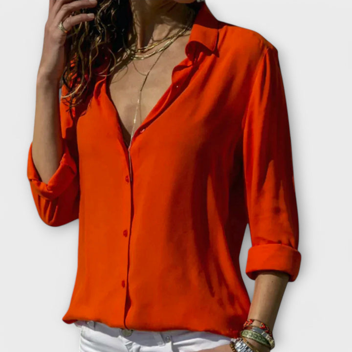 Danica | Three-Quarter Sleeve Button Blouse