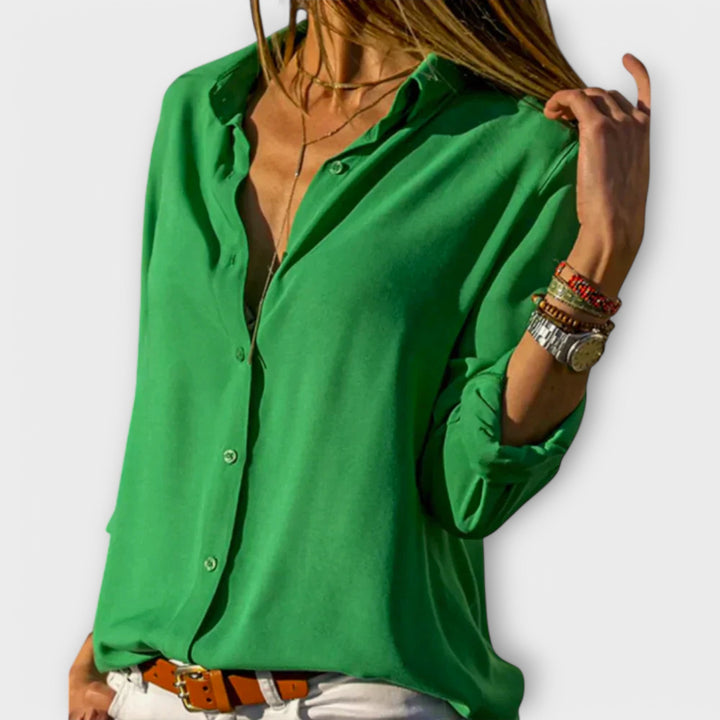 Danica | Three-Quarter Sleeve Button Blouse