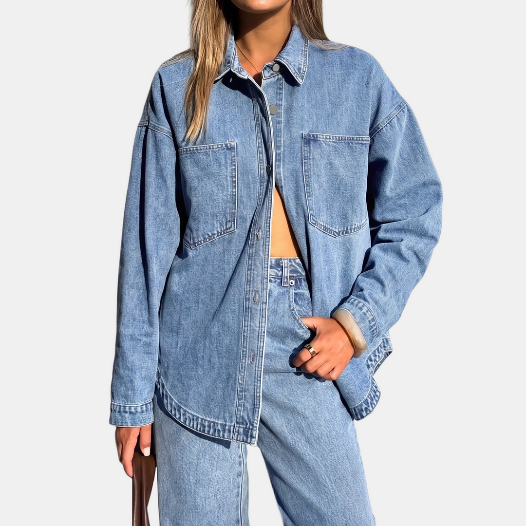 Carla | Giacca Oversize in Denim Slavato