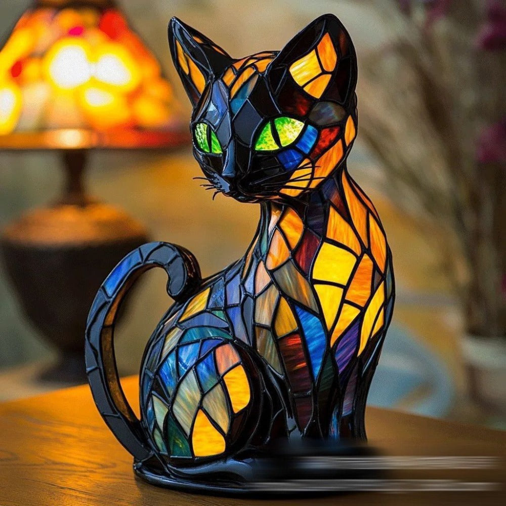 Graceful Feline – seated cat with a curved tail