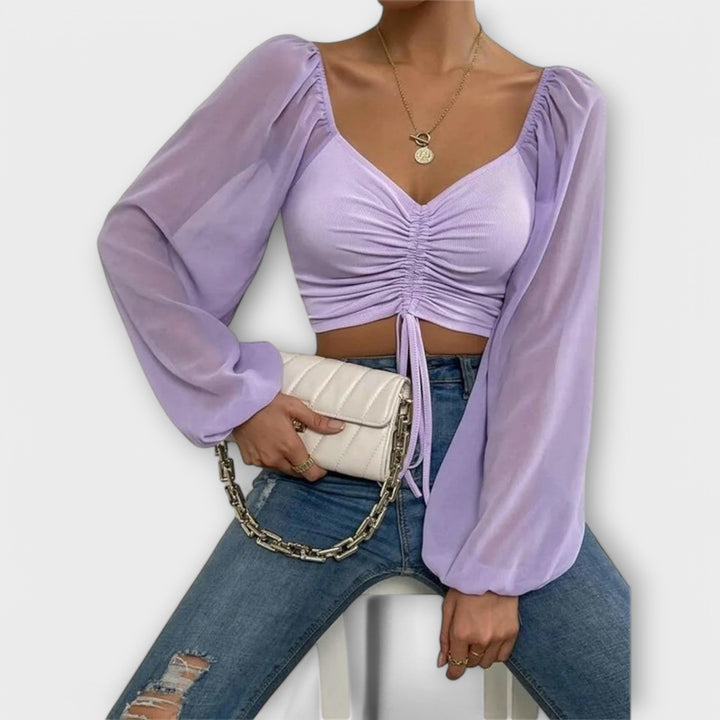 Magdalene | Square-Neck Ruched Blouse