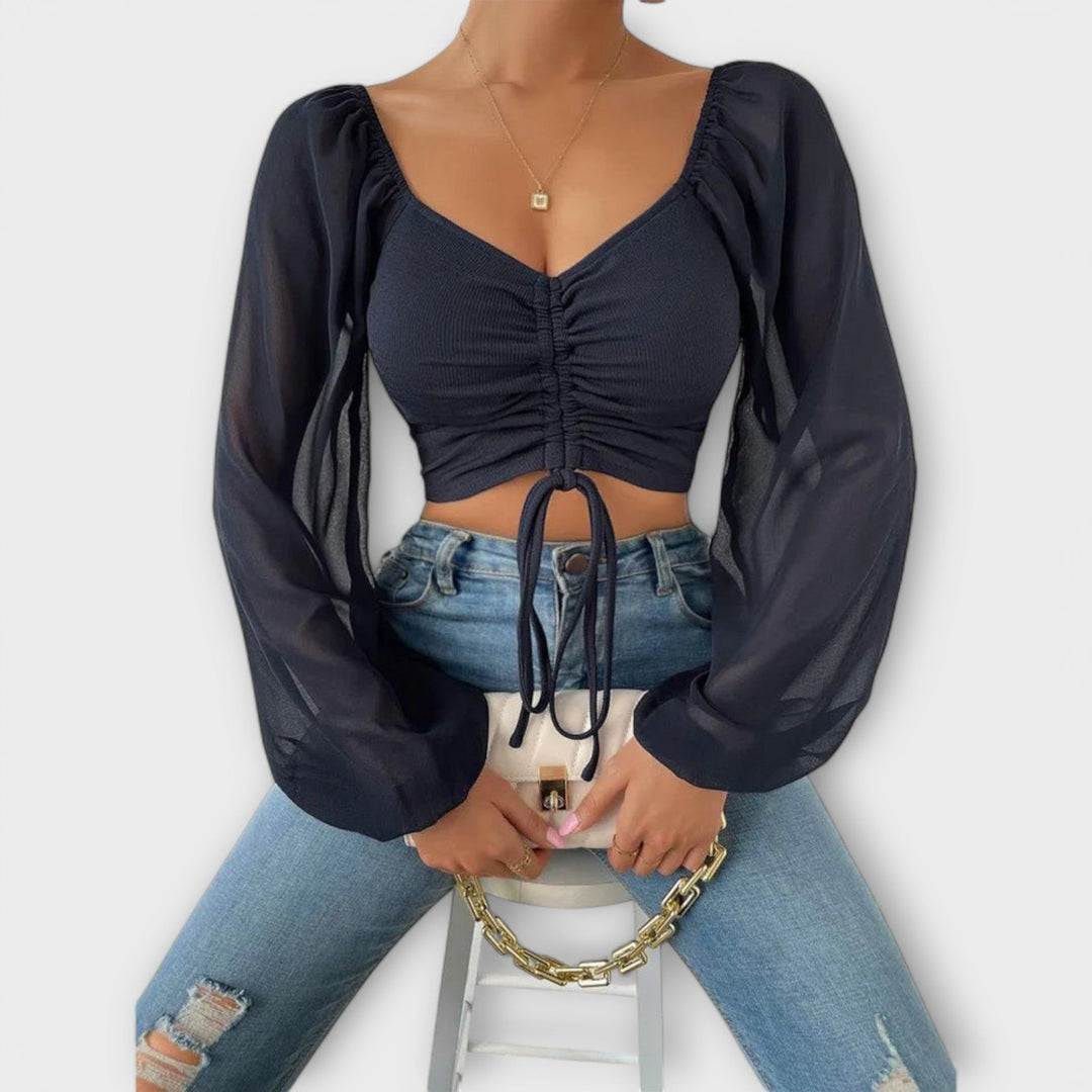 Magdalene | Square-Neck Ruched Blouse