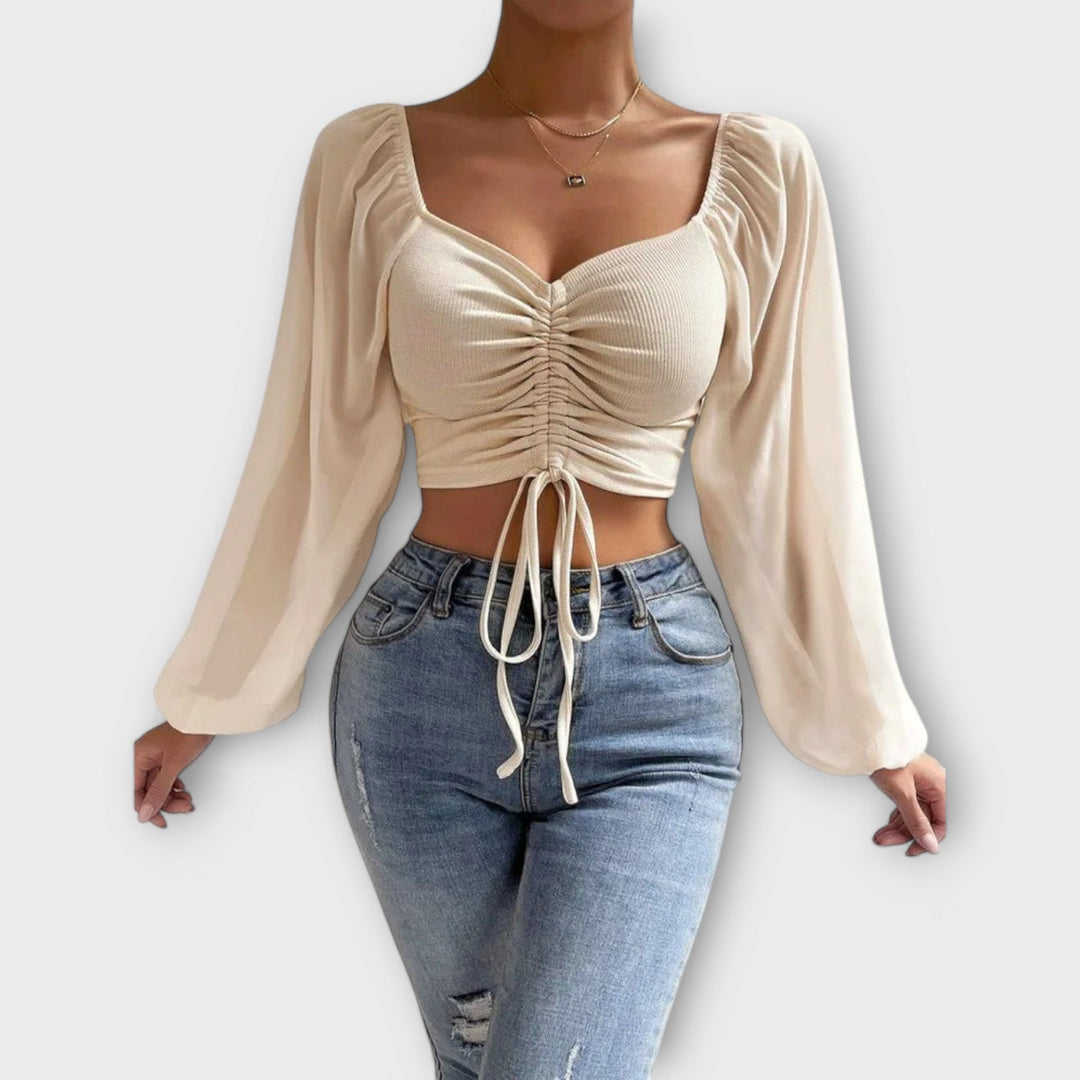 Magdalene | Square-Neck Ruched Blouse