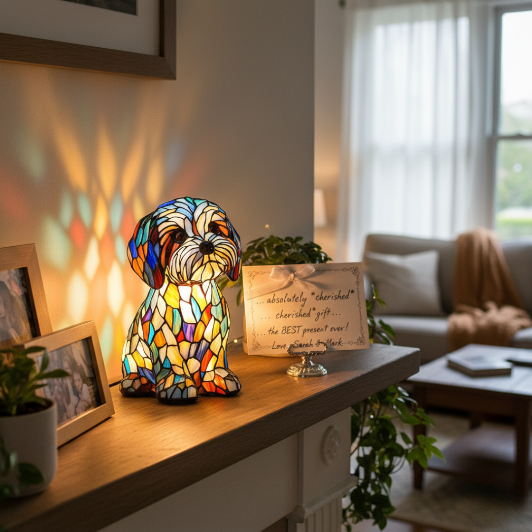 Delight of Companionship – sitting dog with a shaggy muzzle
